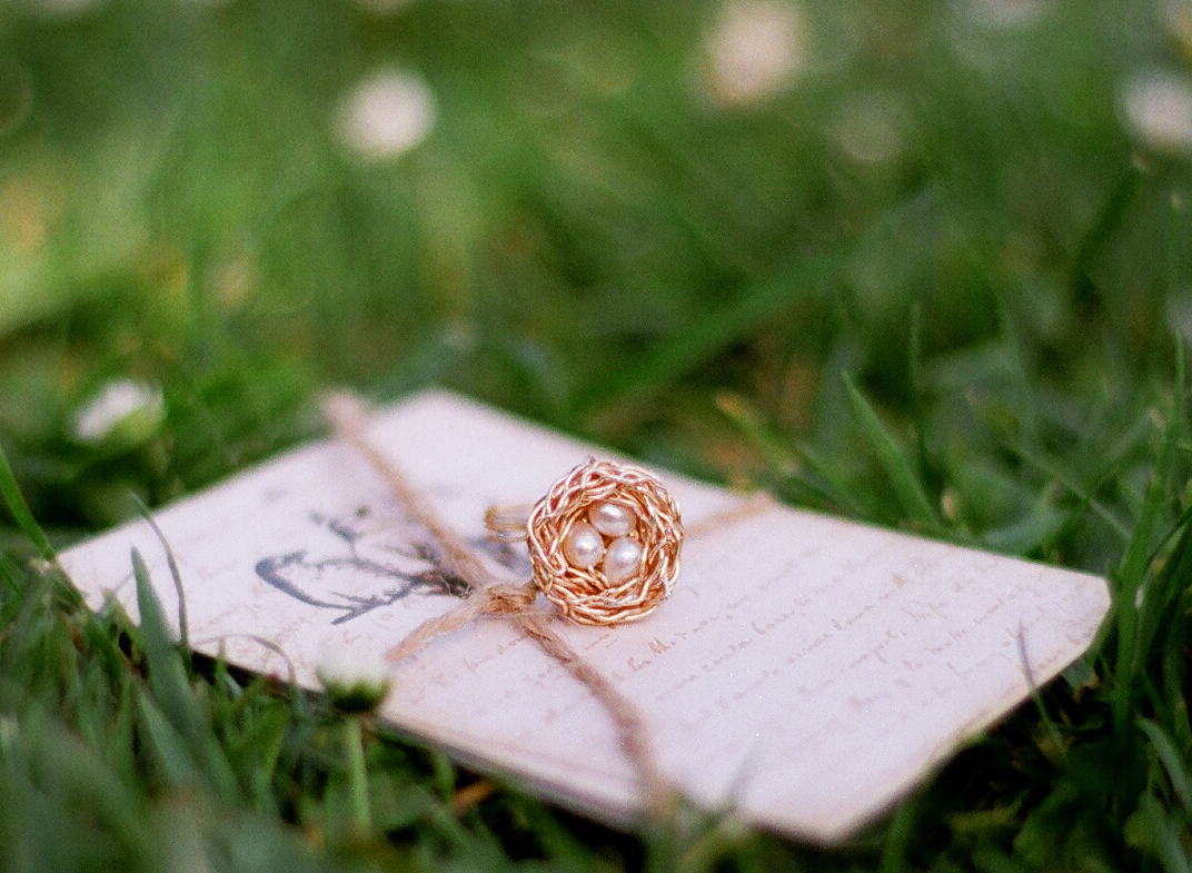 gold egg nest ring seattle wedding 