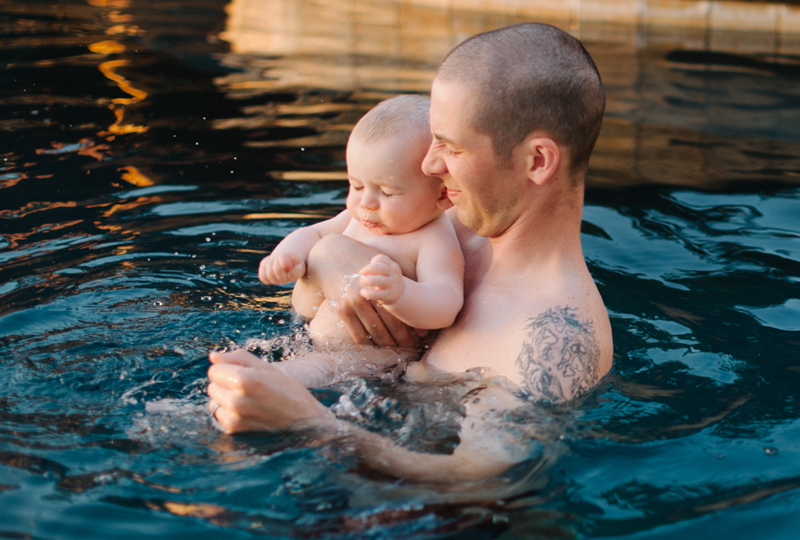 maui family photography 6 months swimming baby