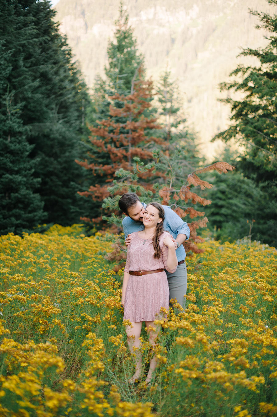 Gold Creek Pond Snoqualmie Engagement Photos wild flowers