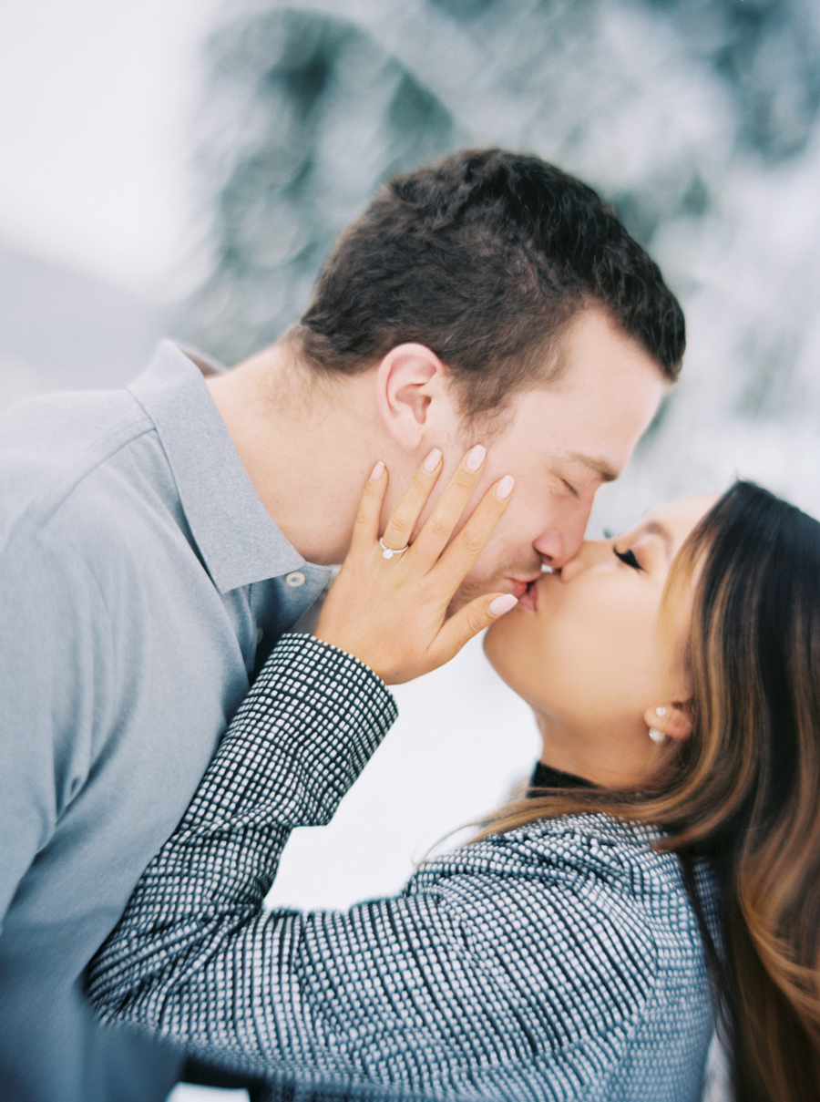 snow engagement session on film snoqualmie wa