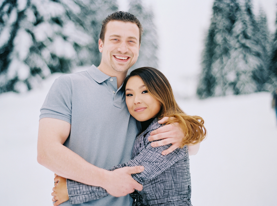 snow engagement session on film snoqualmie wa