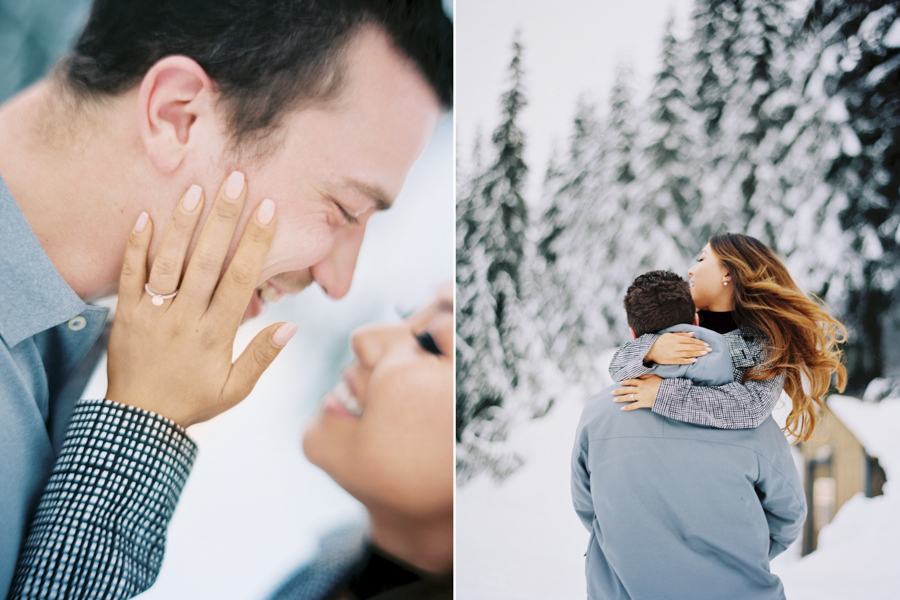 snow engagement session on film snoqualmie wa