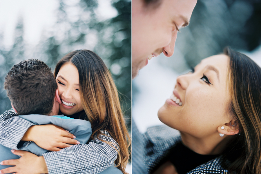 snow engagement session on film snoqualmie wa