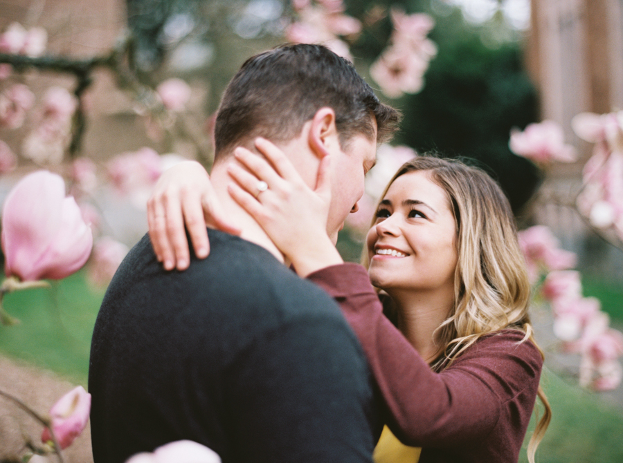 seattle cherry blossom engagement film