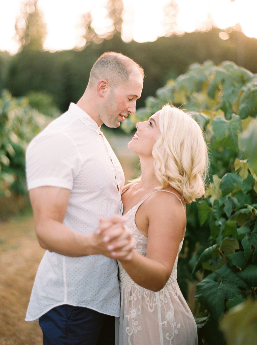 Vineyard Engagement Photos on Film Woodinville