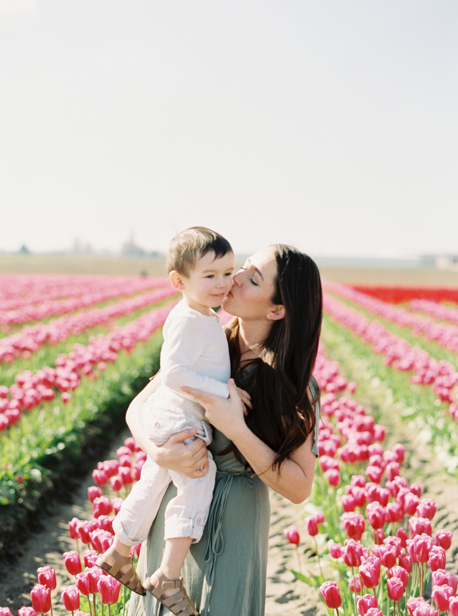 Seattle Family Photographer on film tulip fields