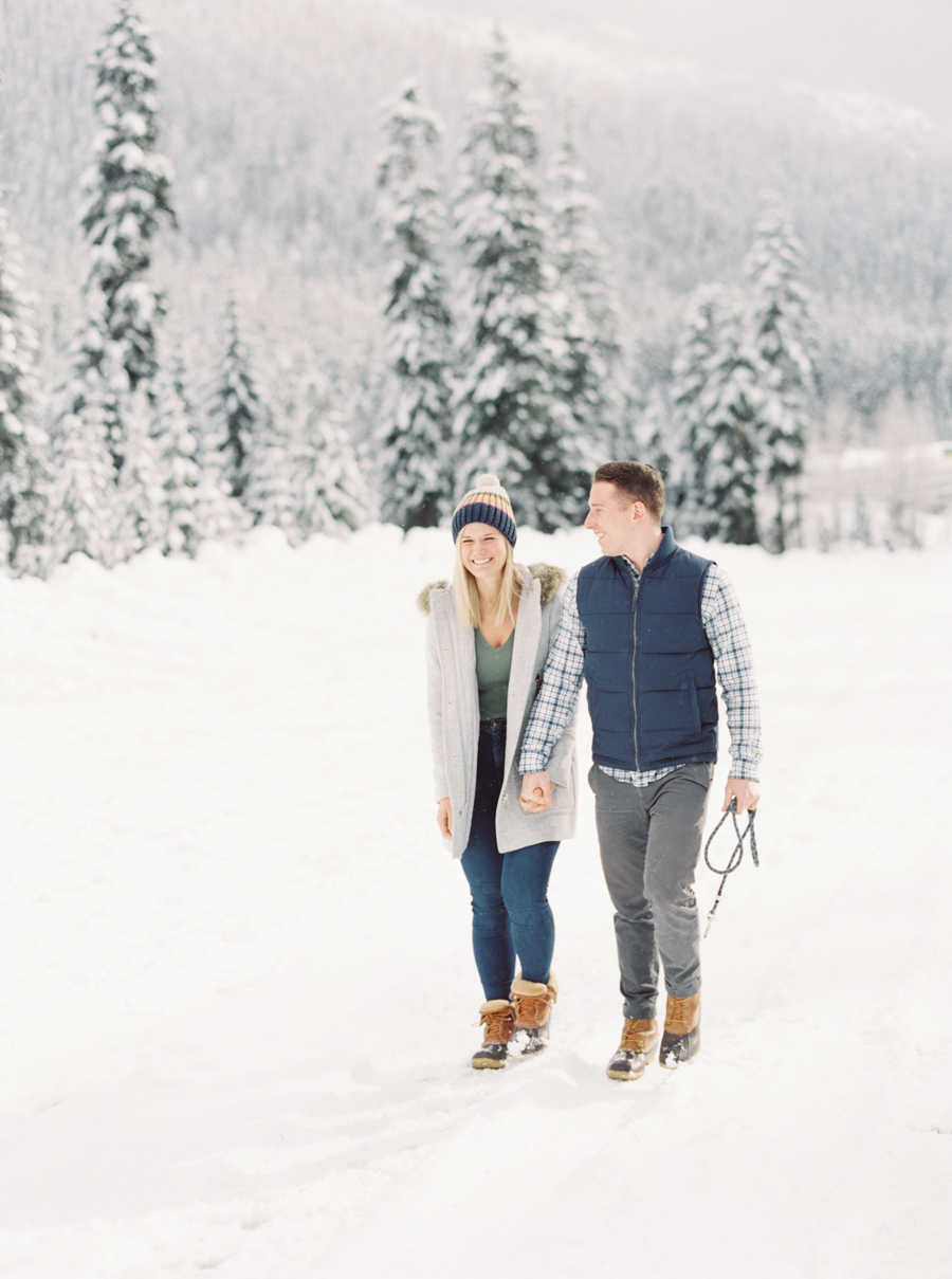 Snoqualmie Pass Engagement Photos in the Snow on Film