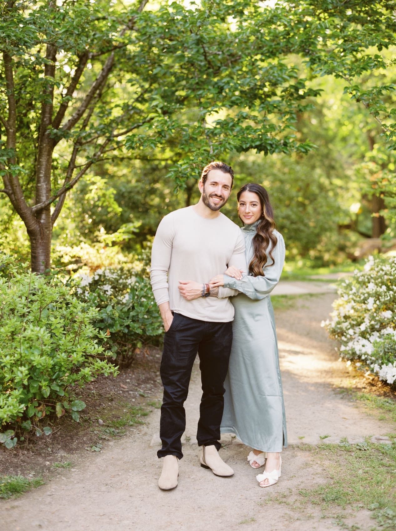 Couple's engagement photoshoot at WA Arboretum in spring