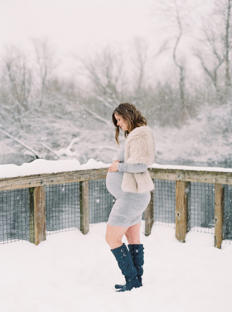 Snow Maternity Photos in Seattle on Film