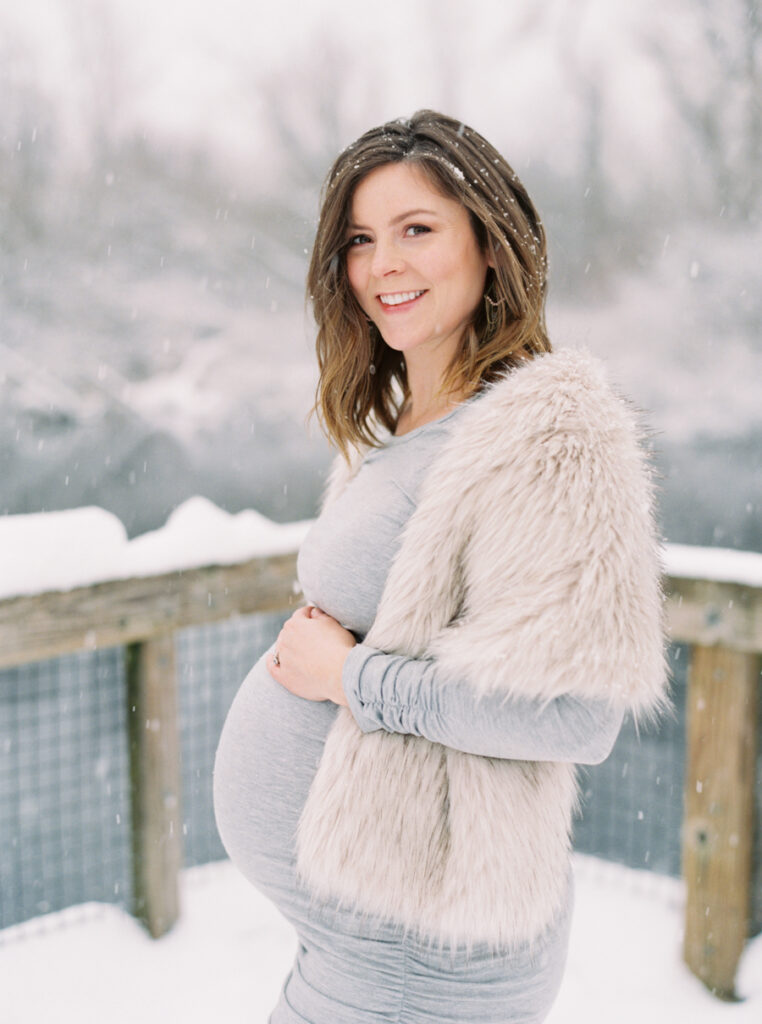 Snow Maternity Photos in Seattle on Film