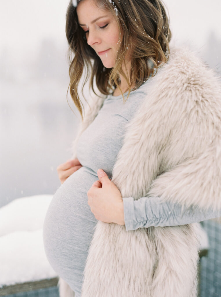 Snow Maternity Photos in Seattle on Film