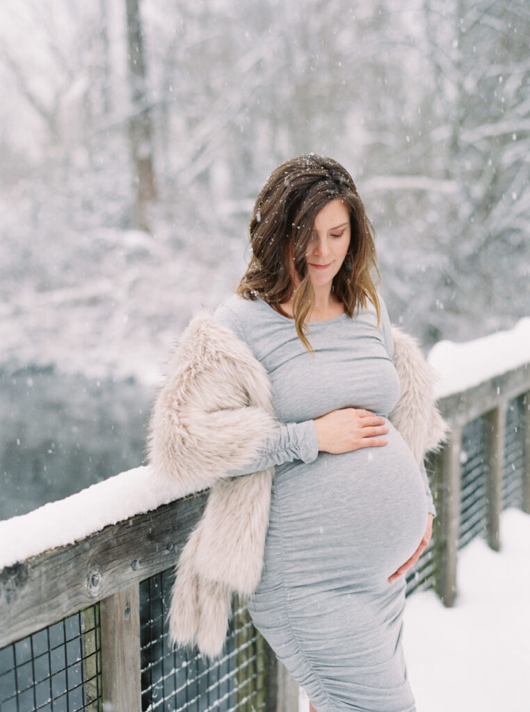 Snow Maternity Photos in Seattle on Film