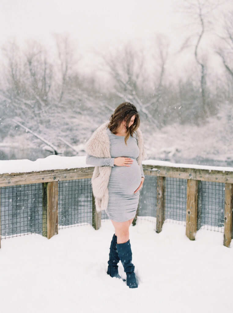 Snow Maternity Photos in Seattle on Film