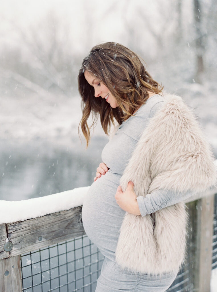 Snow Maternity Photos in Seattle on Film