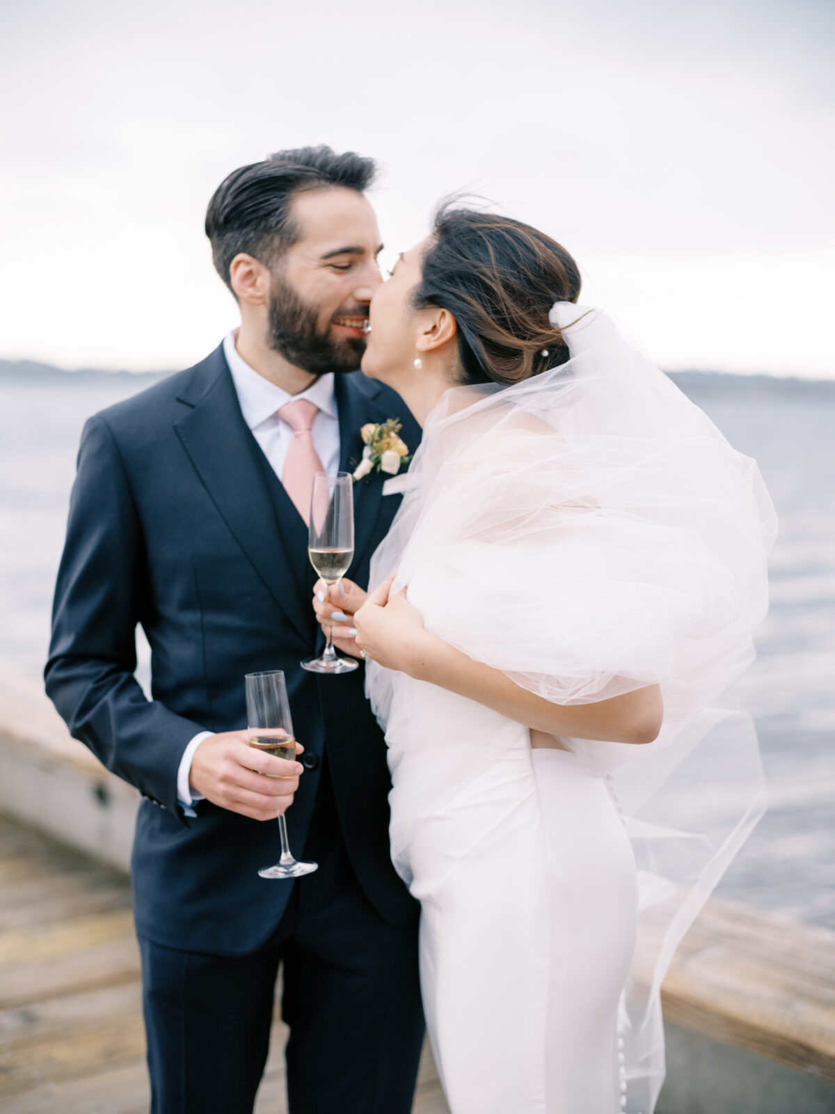 woodmark hotel wedding bride groom dock