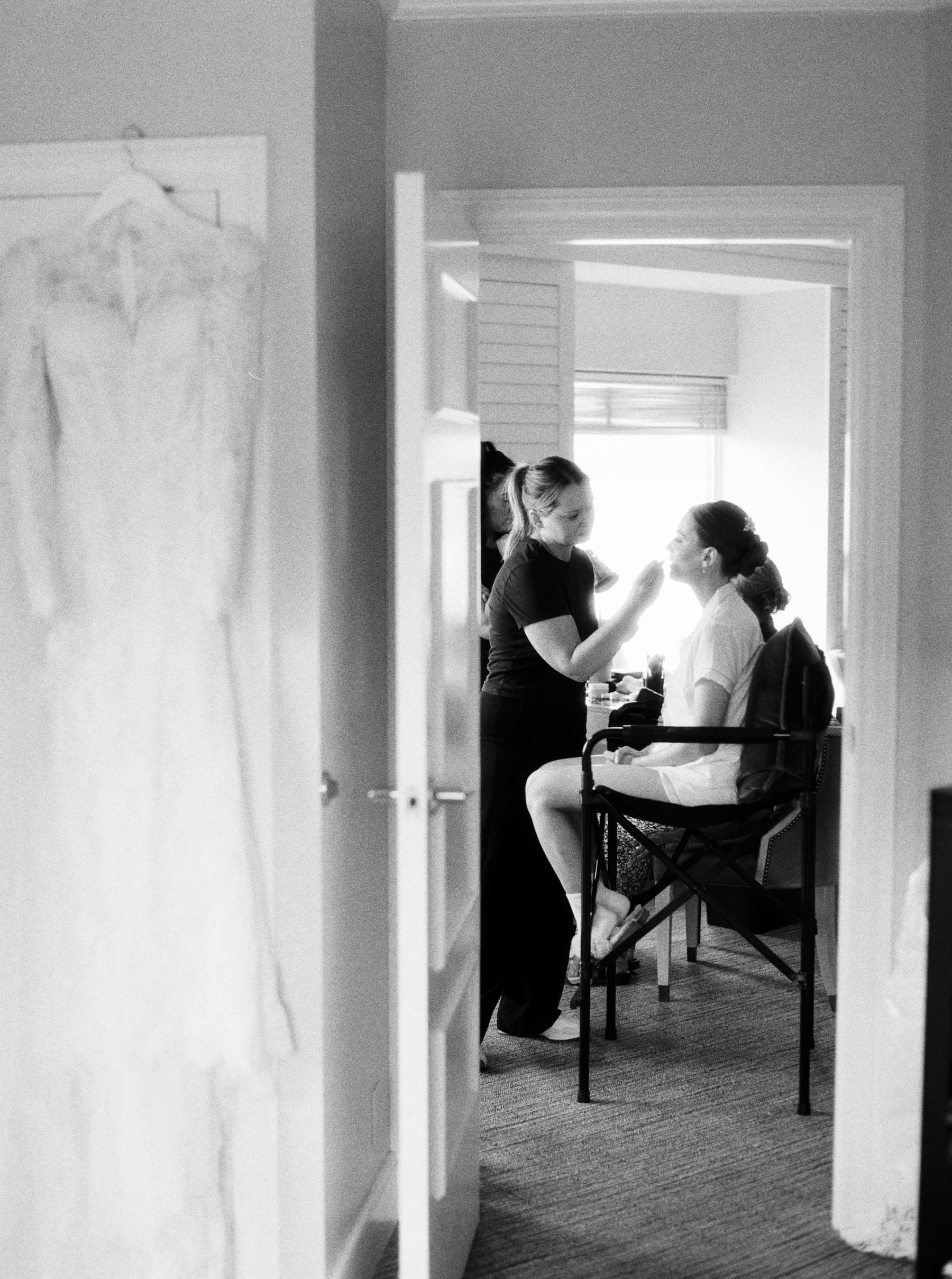 Bride preparation at Woodmark Hotel Wedding Photography session.
