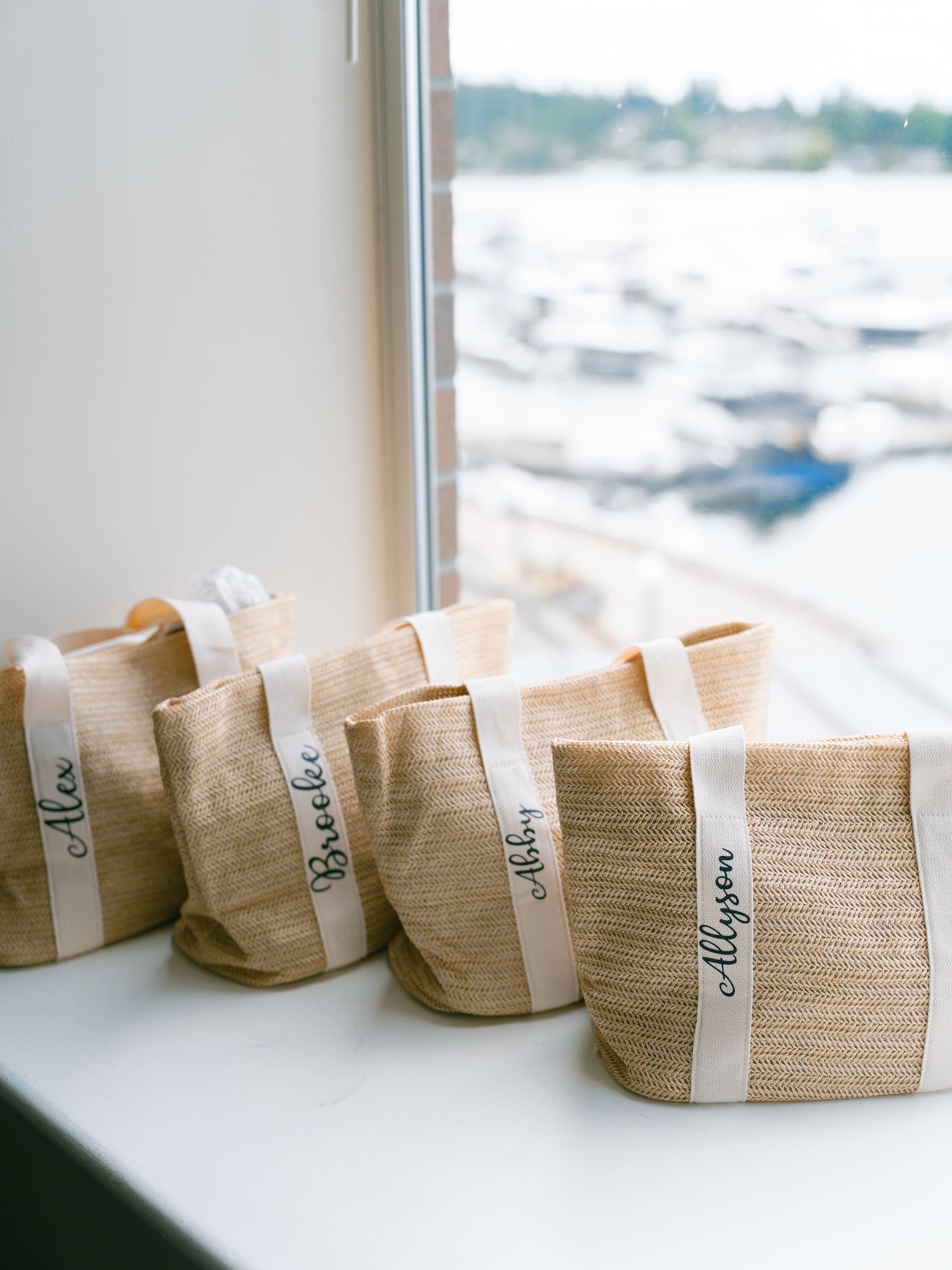 bridesmaid gift bags nautical waterfront wedding 