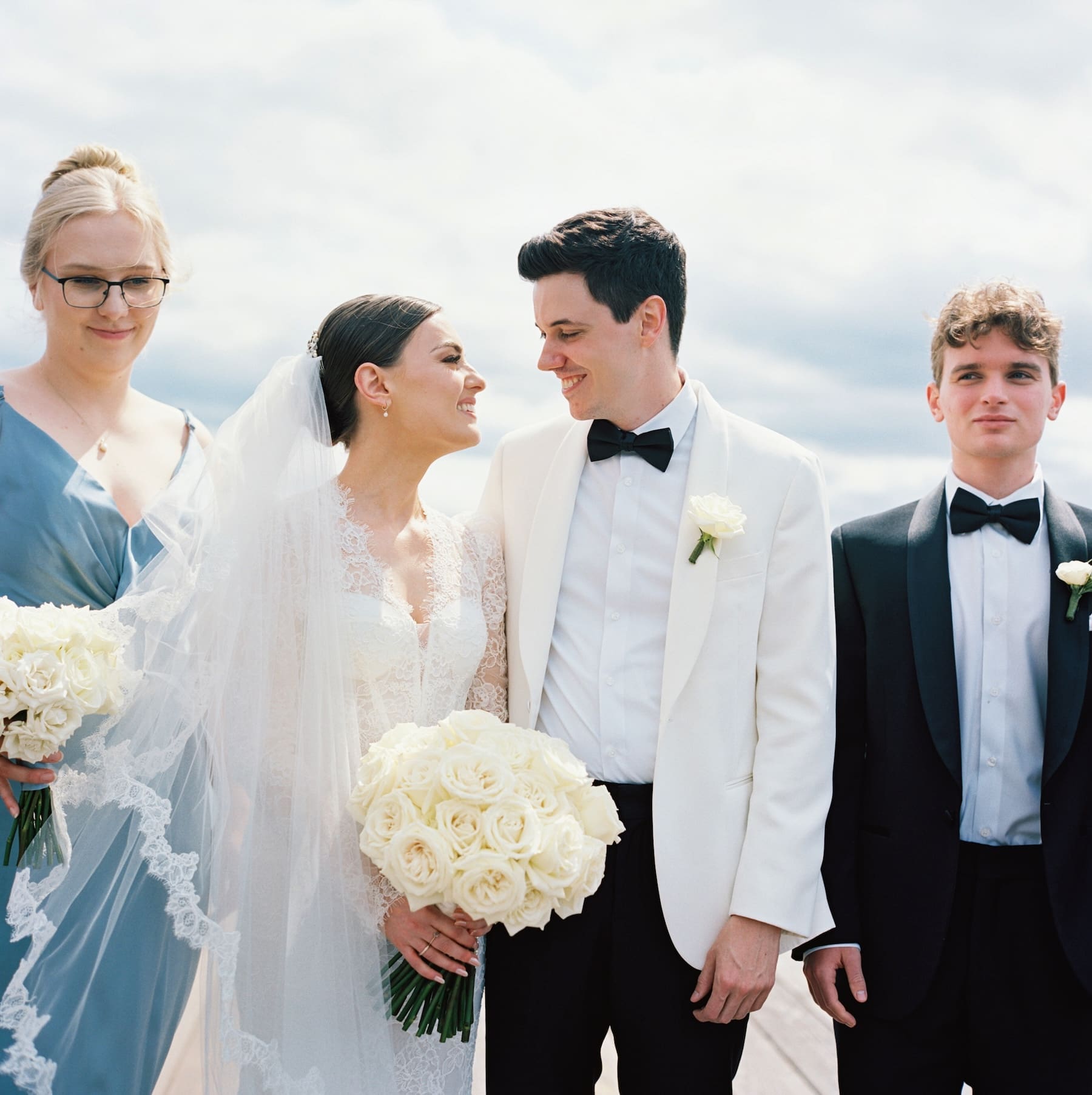 Wedding couple and guests at Woodmark Hotel ceremony