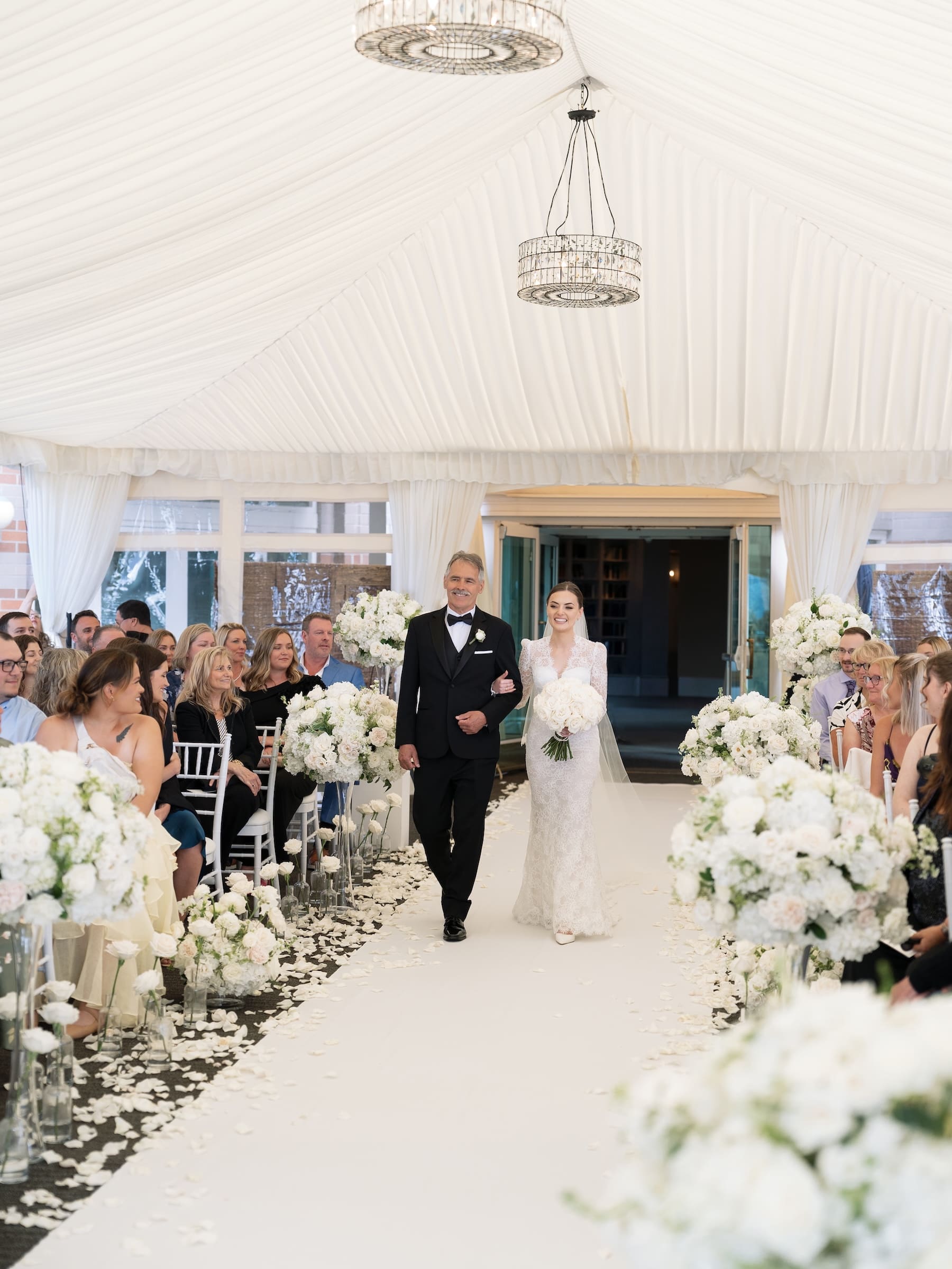Bride walking down aisle at Woodmark Hotel Wedding Photography