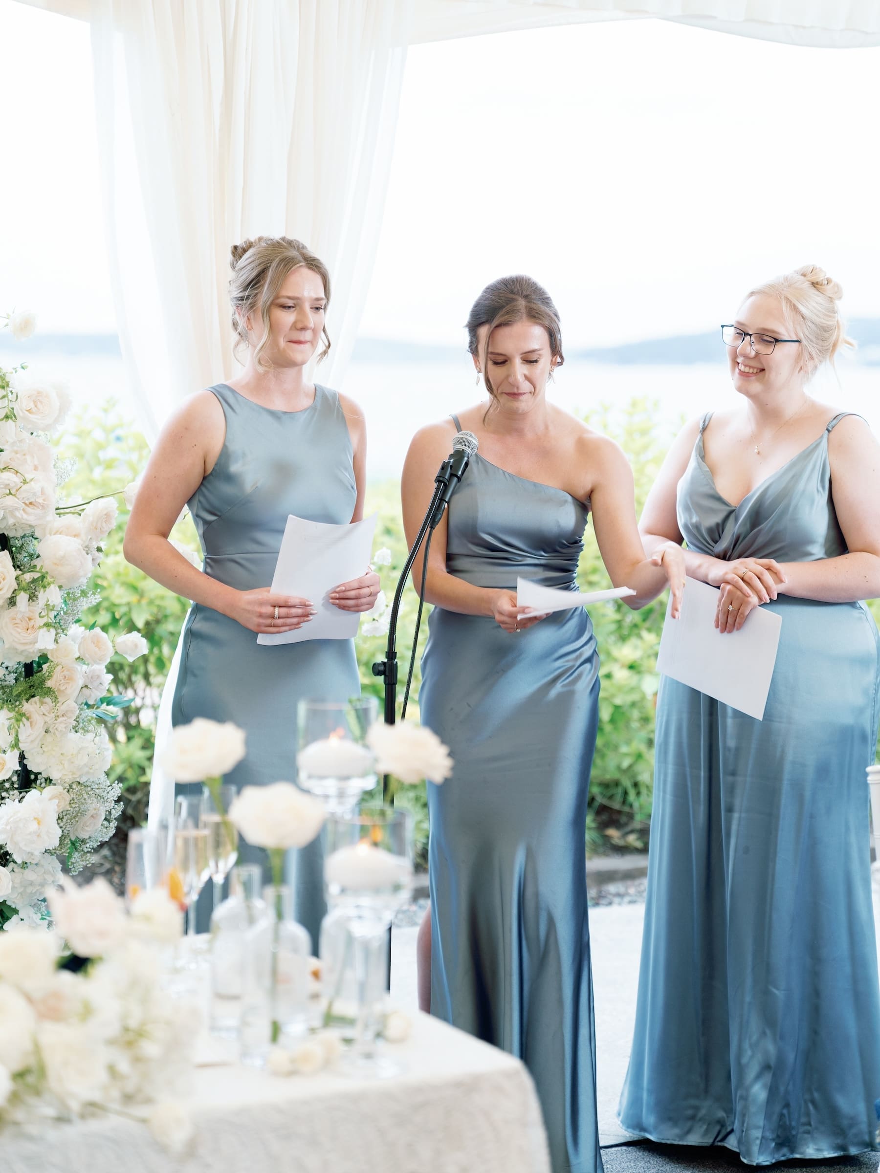 Bridesmaids giving speeches at Woodmark Hotel wedding event