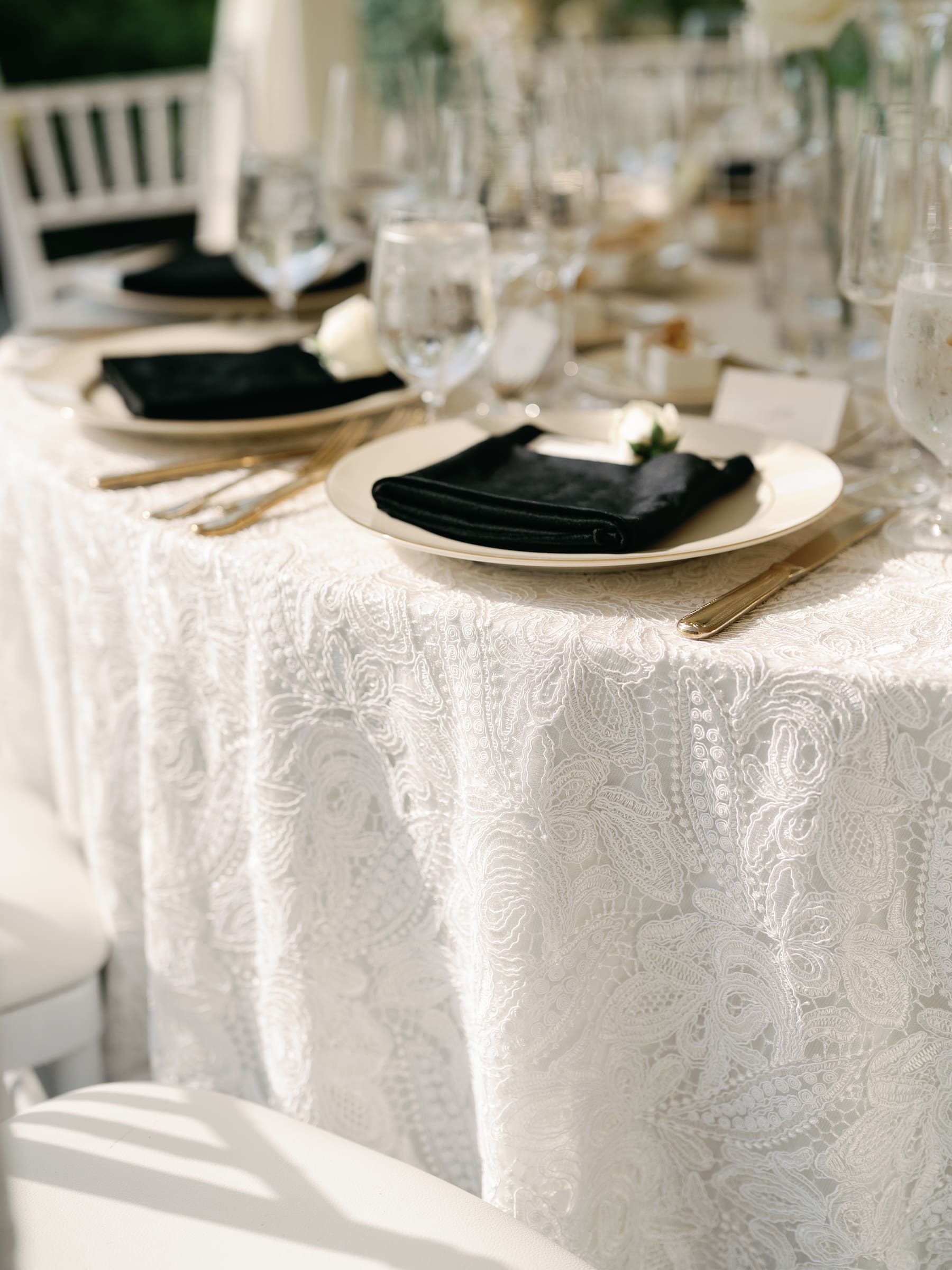 lace wedding reception table linens