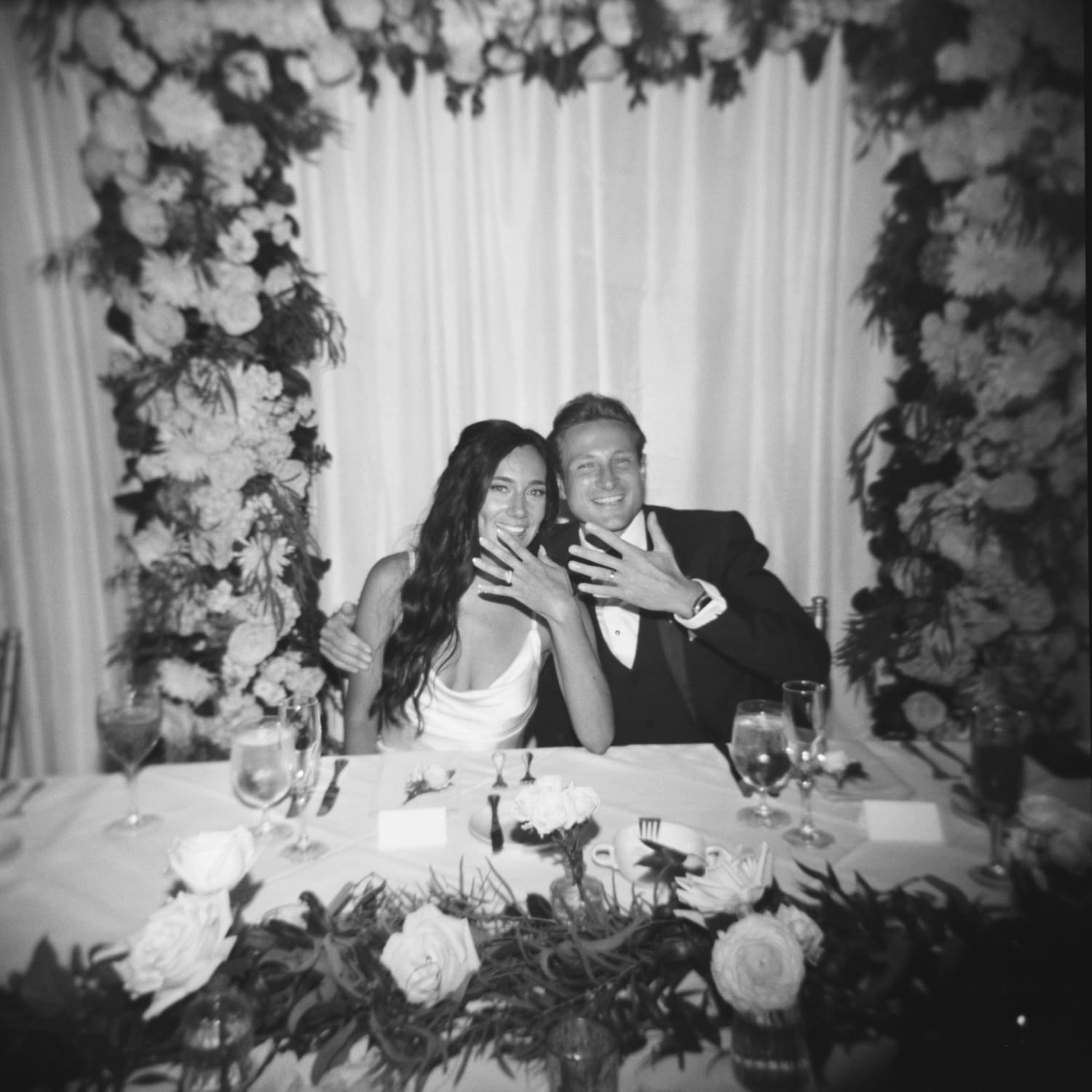 hola black white wedding photo on film illford delta 3200