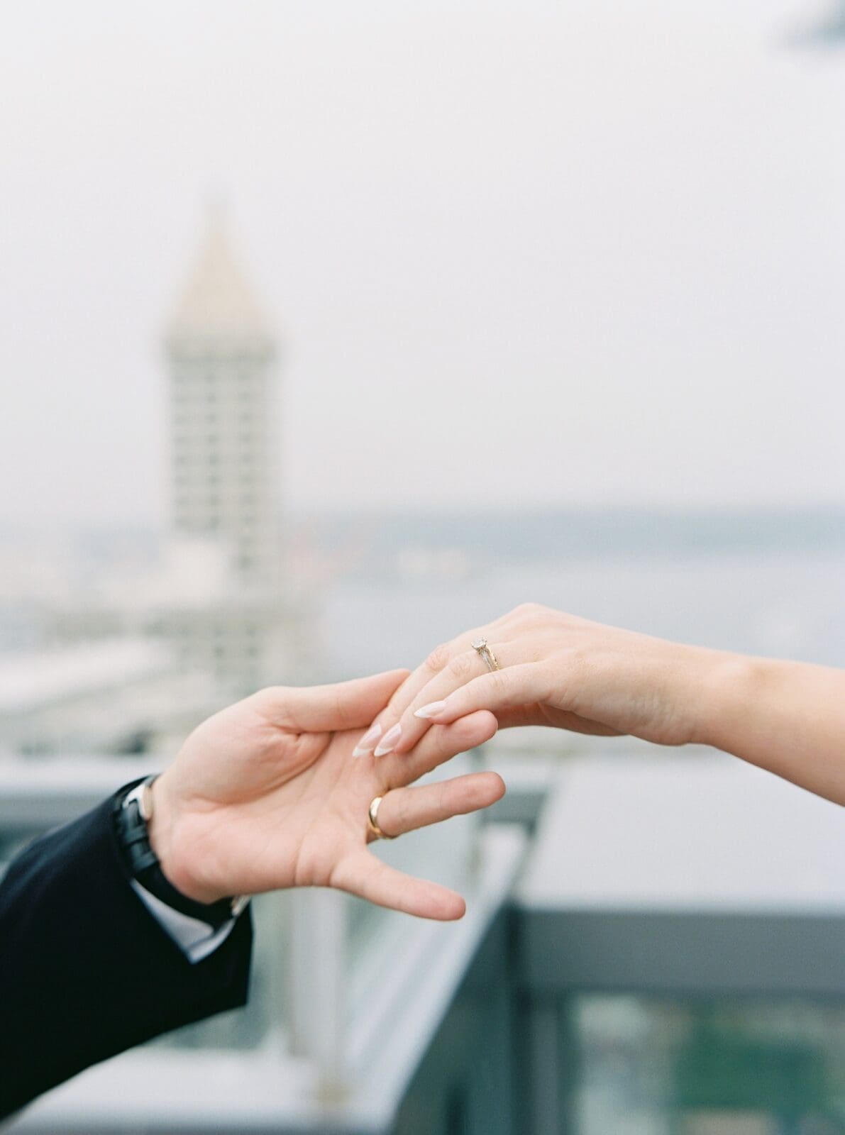 seattle courthouse elopement film photos on the rooftop 