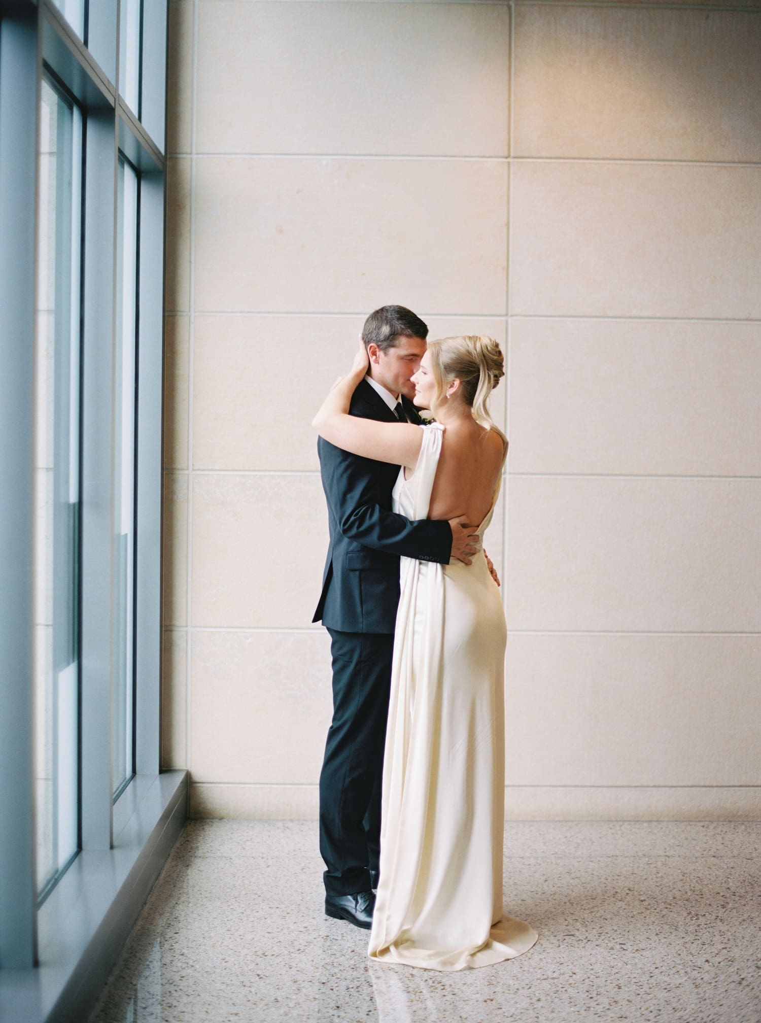 bride and grooms portraits on film at their seattle courthouse elopement 