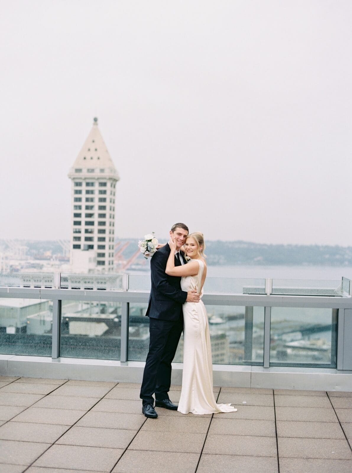 seattle courthouse elopement film photos on the rooftop 