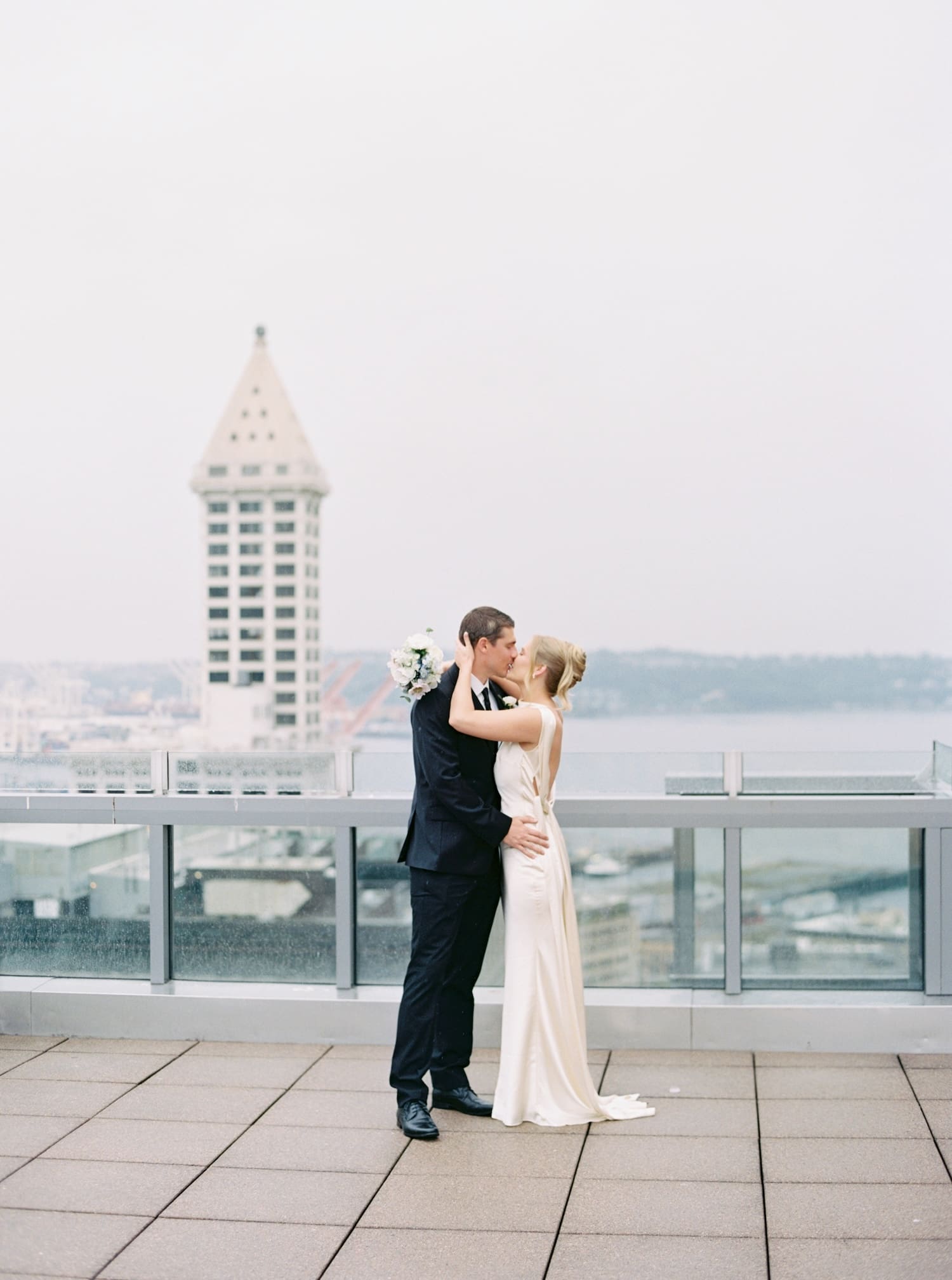 seattle courthouse elopement film photos on the rooftop 